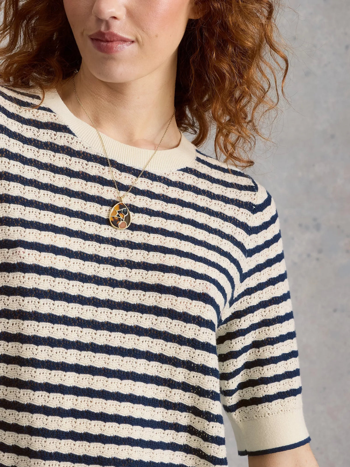 Holly Pointelle Tee | Ivory Multi