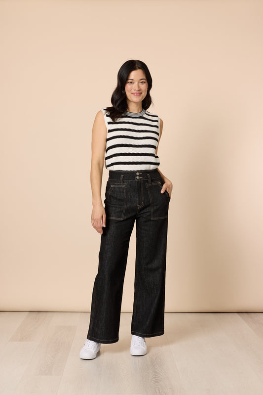 Hudson Wide Leg Jean | Washed Black