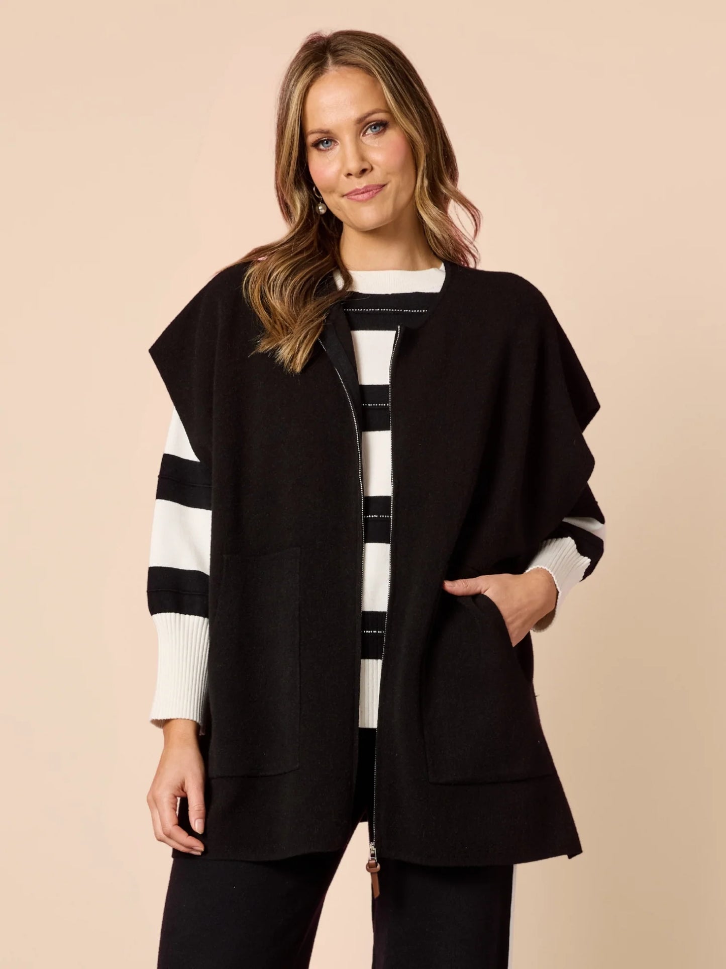 Elena Zip Cardigan  | Black
