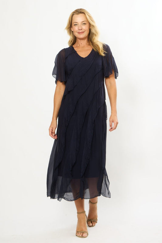 Frilled Dress | Navy