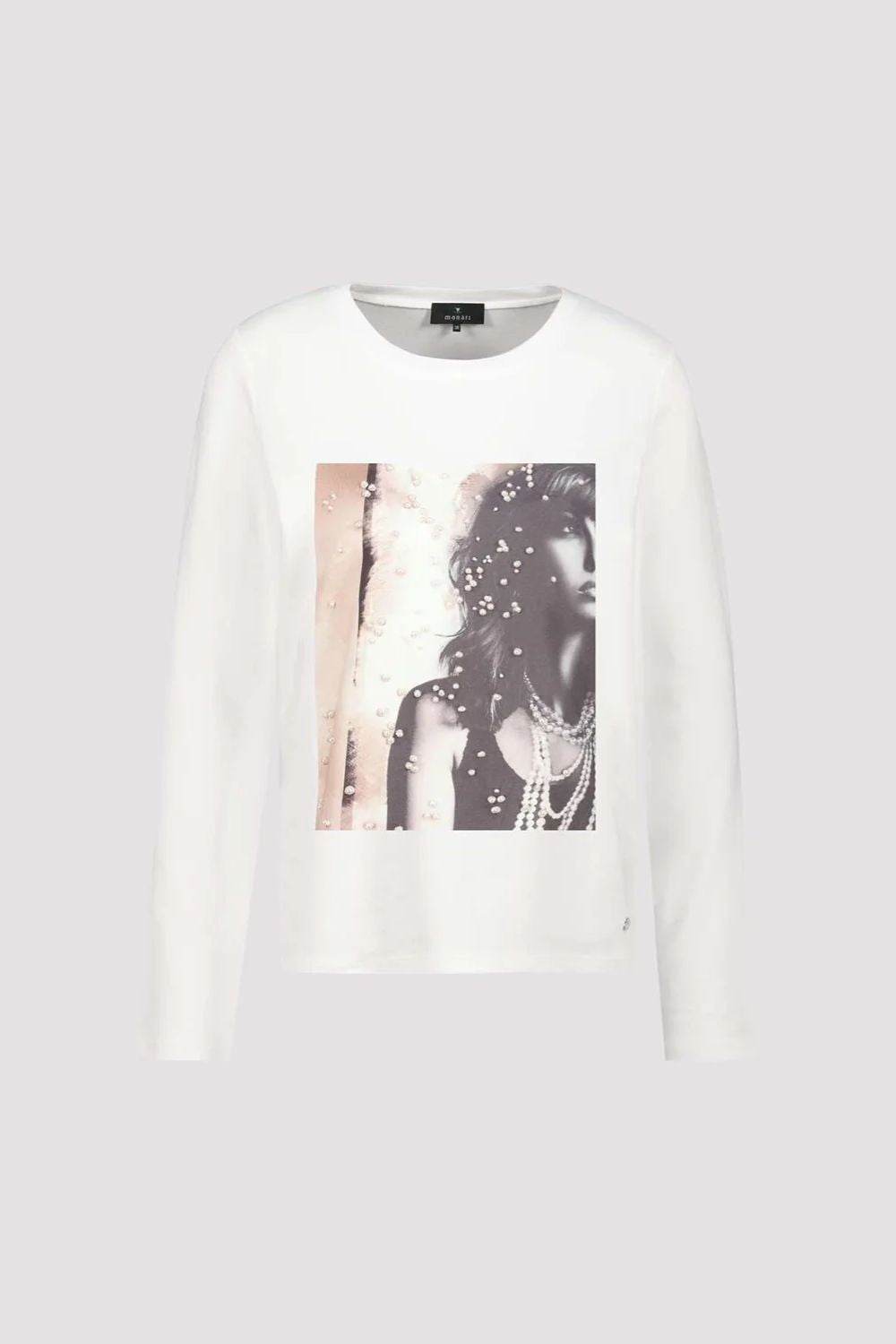 Long Sleeve Pearl Top | Off White
