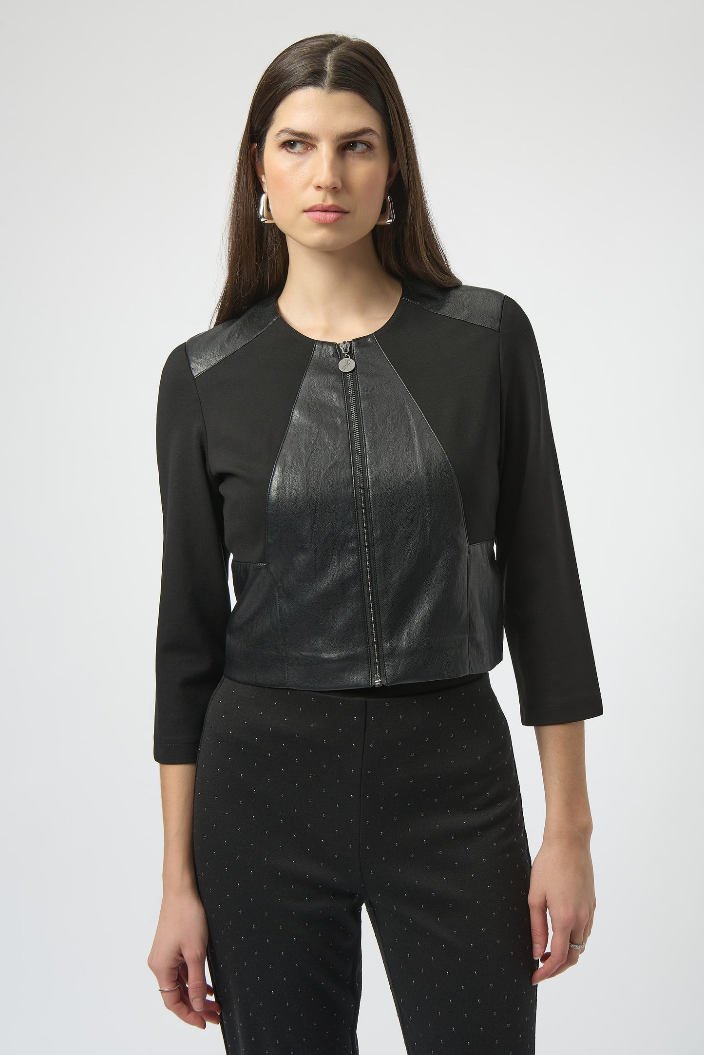 Cropped Leatherette Jacket | Black