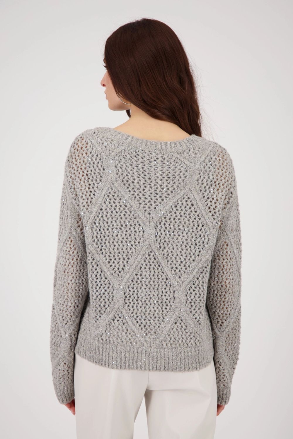 Open Weave Sequin Jumper | Grey