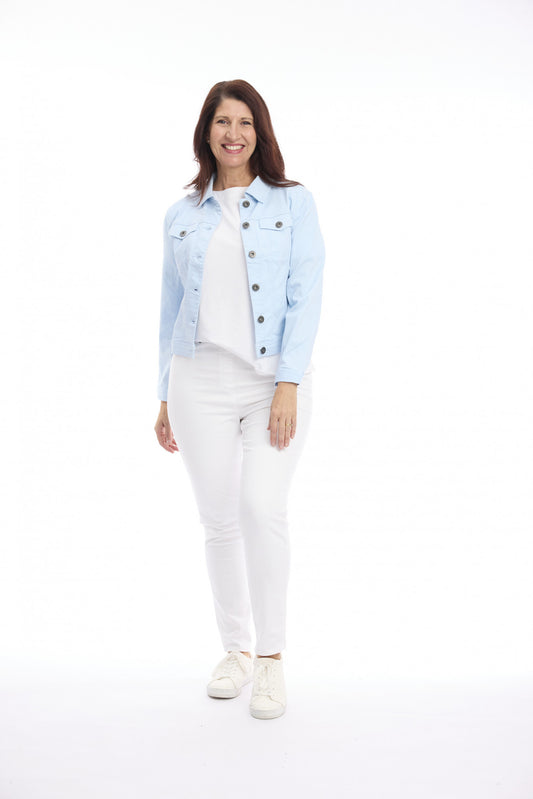 Cropped Stretch Denim Jacket | Pale Blue