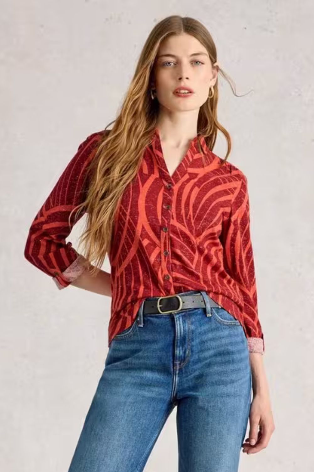Annie Print Sparkle Shirt | Red