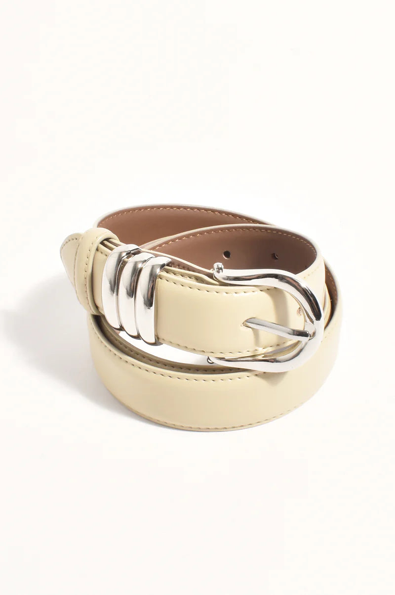 Metal Buckle Belt | Cream
