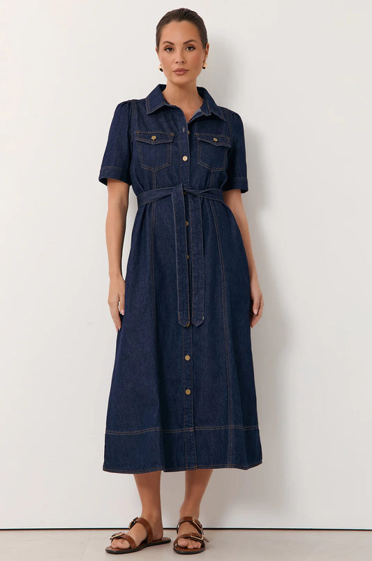 Ali Midi Denim Dress | Dark Denim