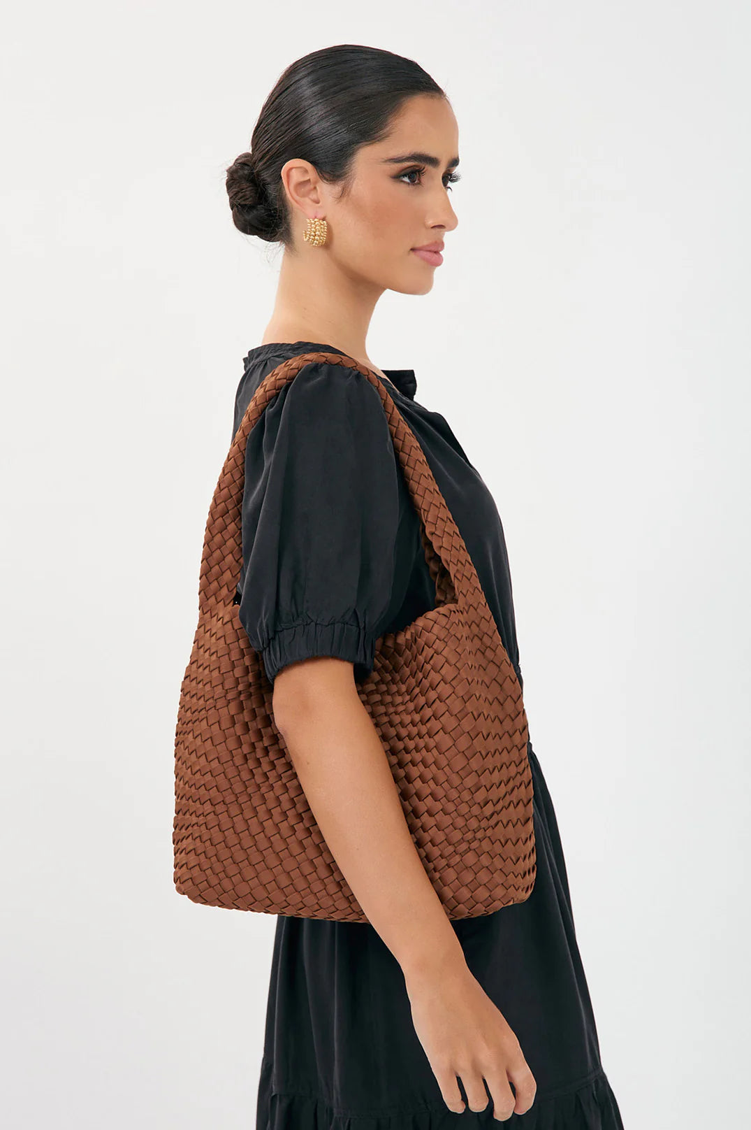 Kalia Neoprene Woven Tote & Pouch | Coffee