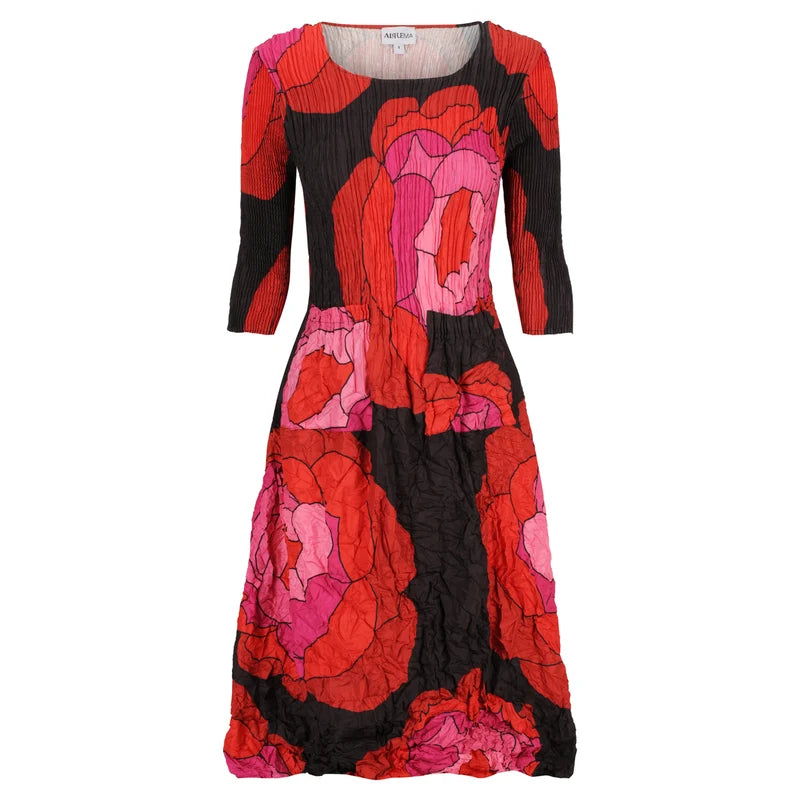3/4 Sleeve  Pocket | Red Pink Roses