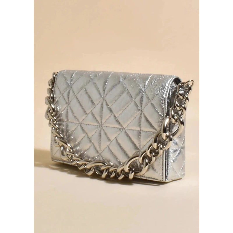 Amira Pattern Quilt Shoulder Bag | Silver-Adorne-Shop 12 Bendigo