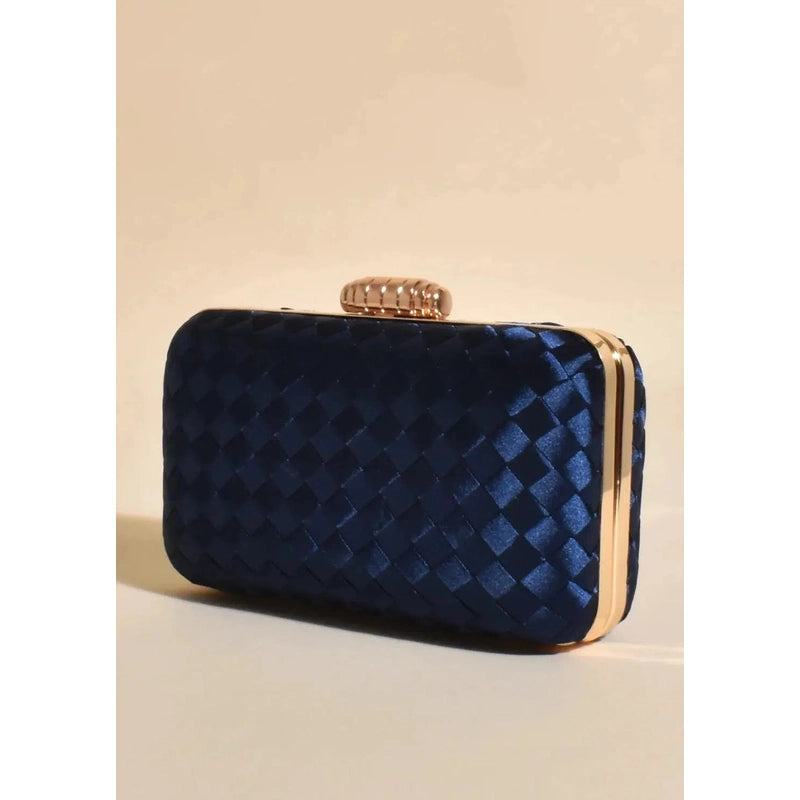 Aurelia Satin Plait Structured Case | Dark Navy-Adorne-Shop 12 Bendigo