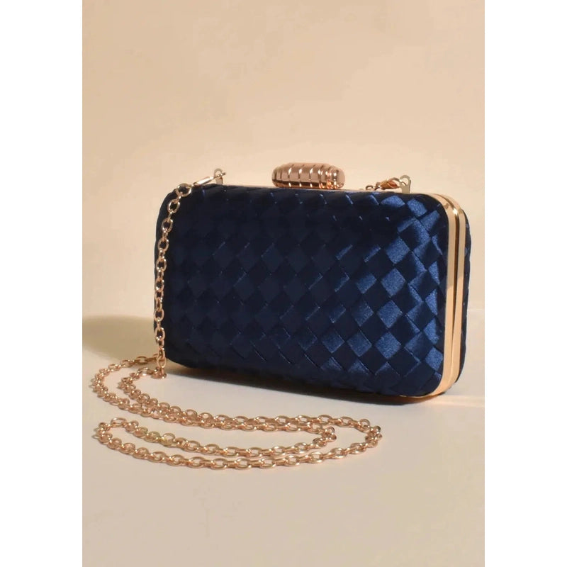 Aurelia Satin Plait Structured Case | Dark Navy-Adorne-Shop 12 Bendigo