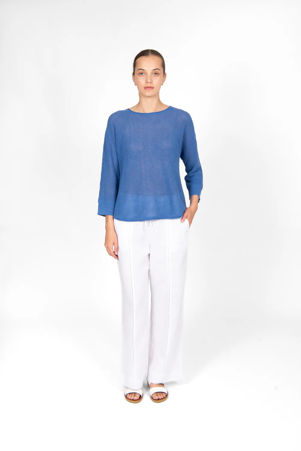 Horizontal Knit Dolman | Blue