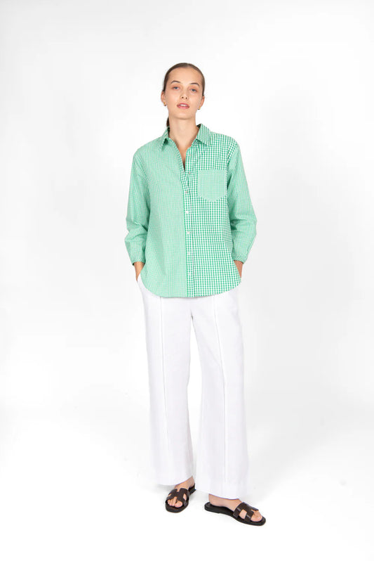 Spliced Gingham Check Shirt | Green