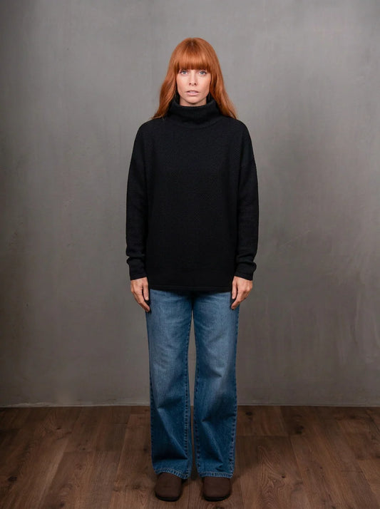 Ball Stitch High Crew Pullover | Ink