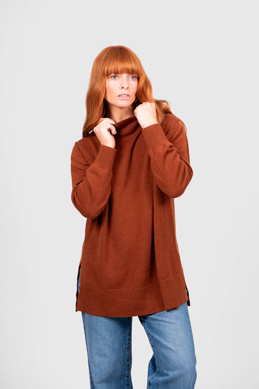 Funnel Neck Sweater | Cognac