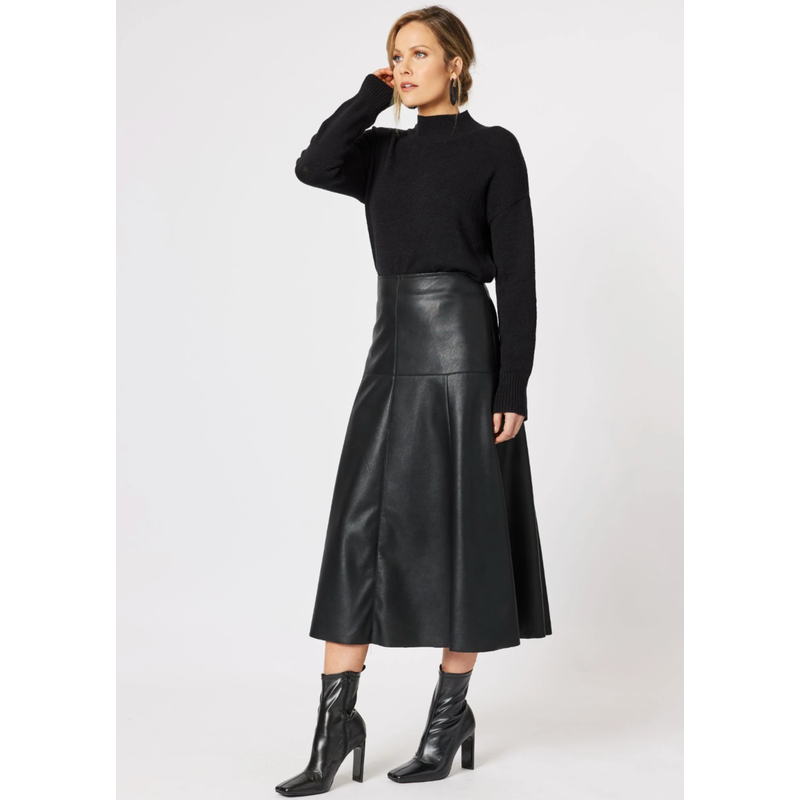 Brooke Vegan Leather Skirt | Black-Hammock & Vine-Shop 12 Bendigo