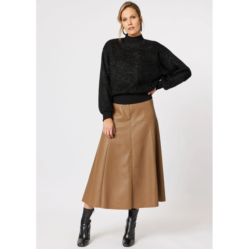 Brooke Vegan Leather Skirt | Coffee-Hammock & Vine-Shop 12 Bendigo