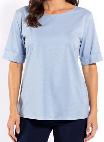 Short Sleeve  Tee with Cuff Sleeve | Powder Blue