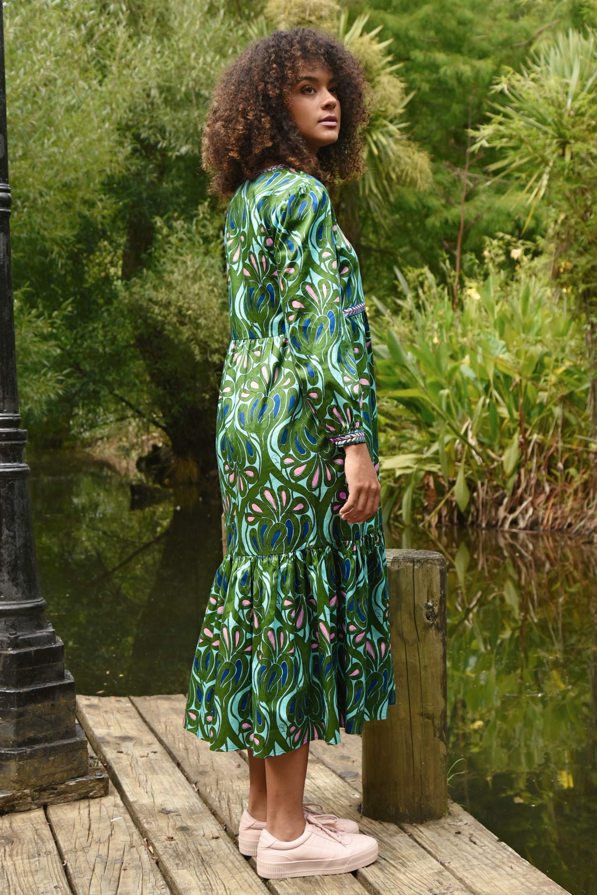 Tier She Goes Dress | Green/Blue