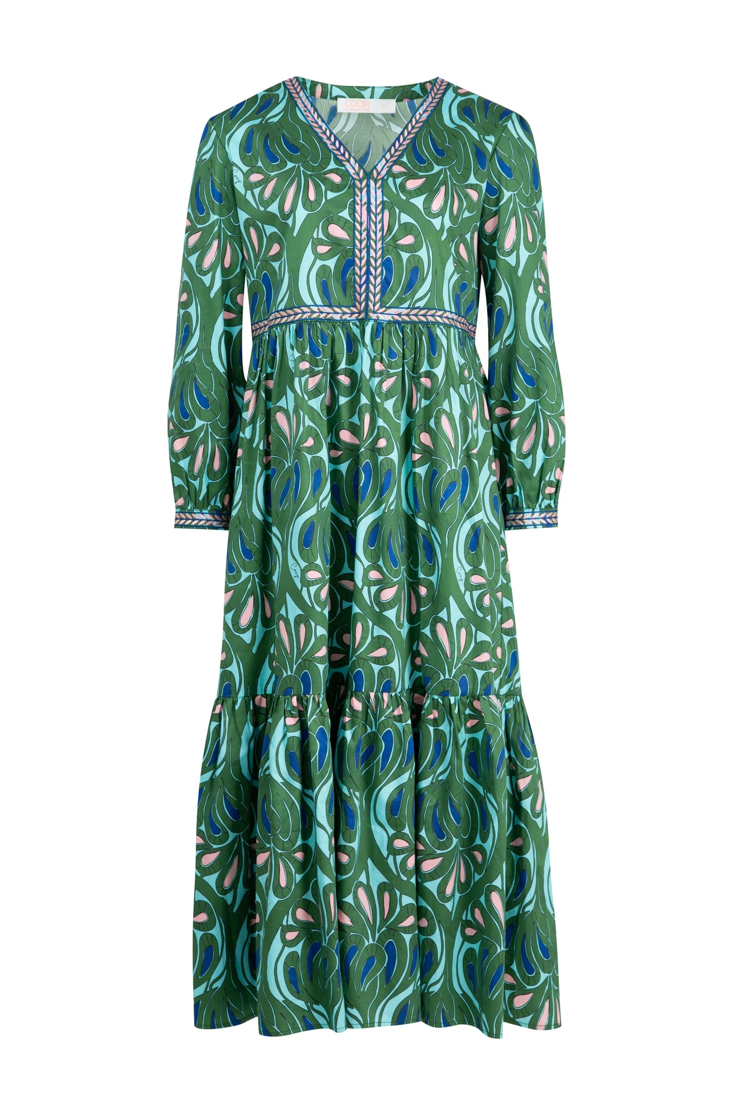Tier She Goes Dress | Green/Blue