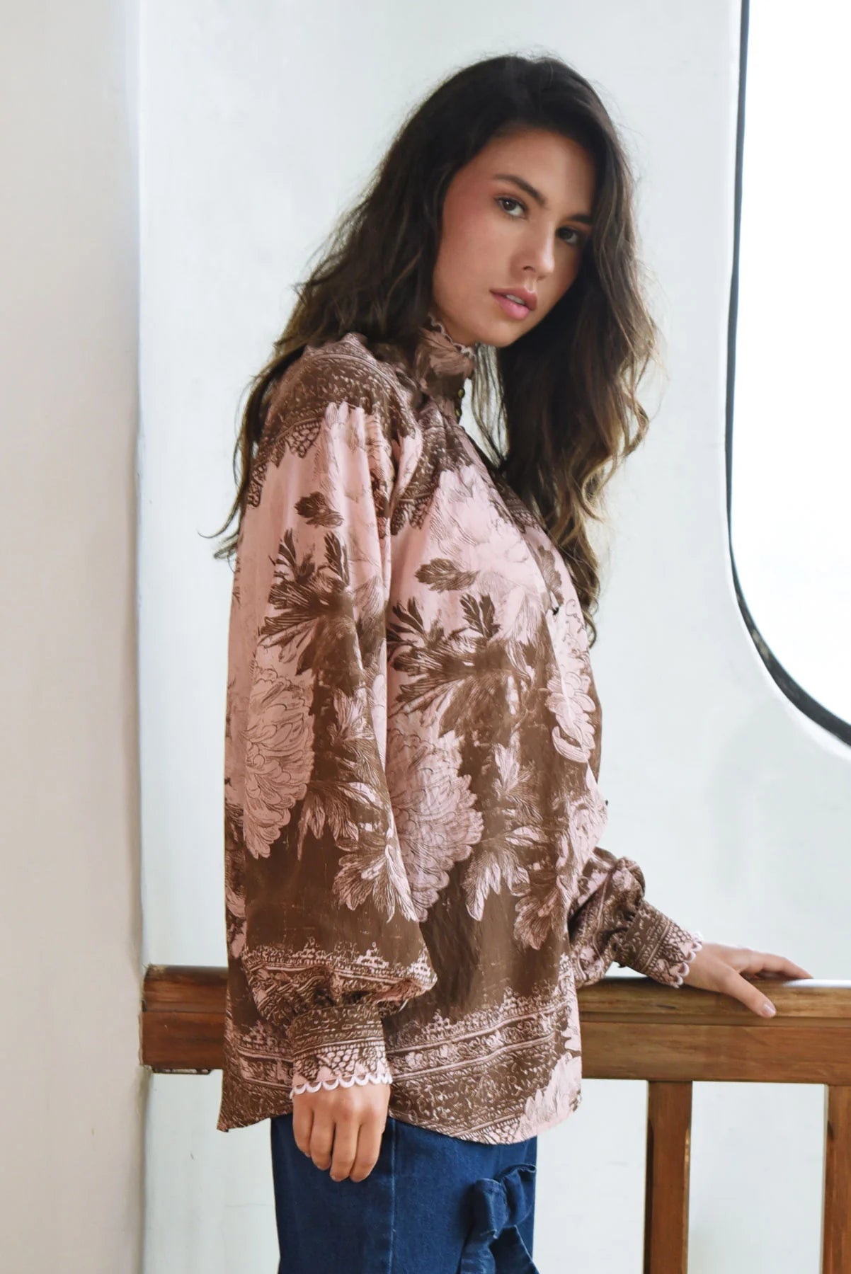 High Society Blouse | Pink & Brown
