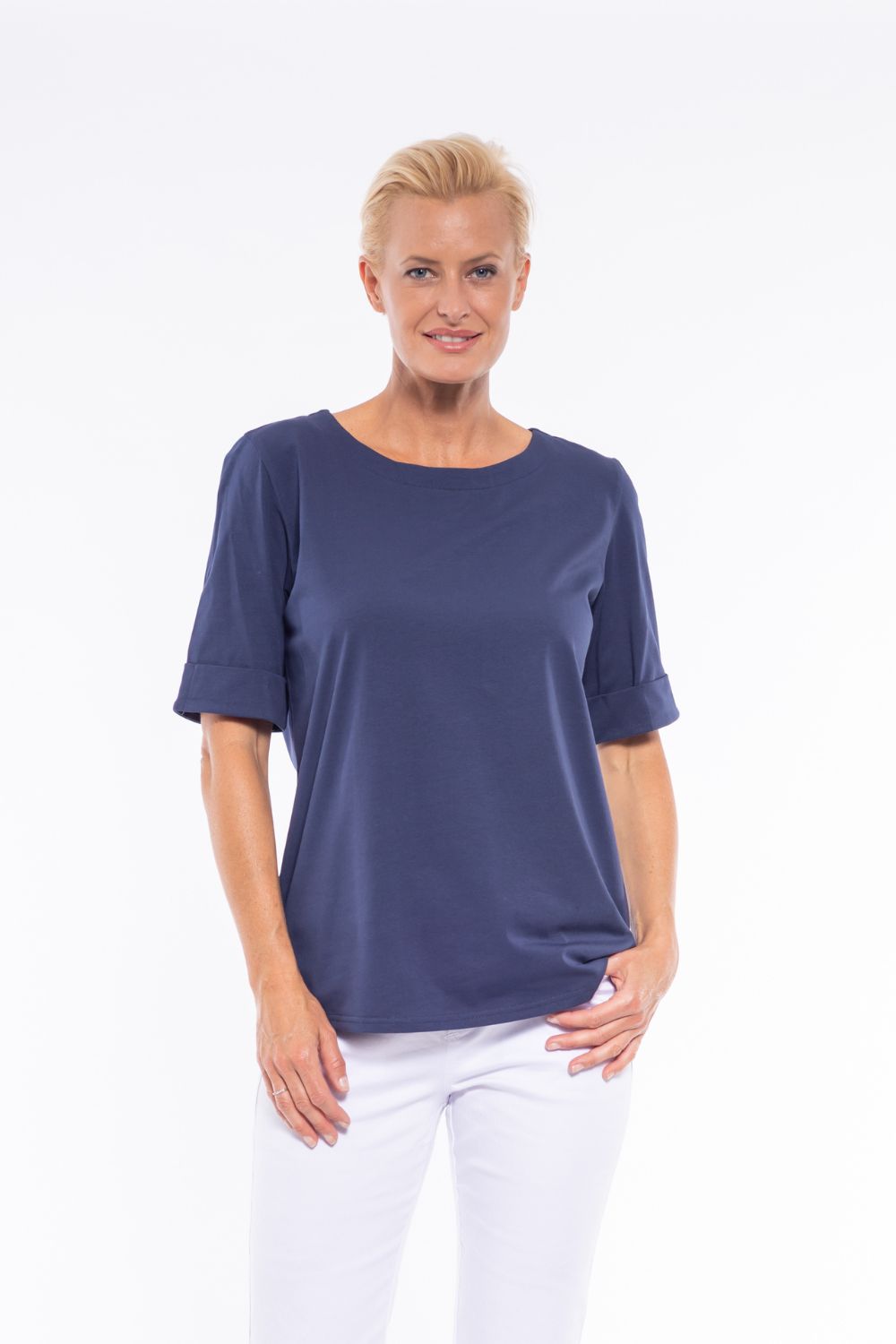 Cuffed Sleeve T-Shirt | Navy