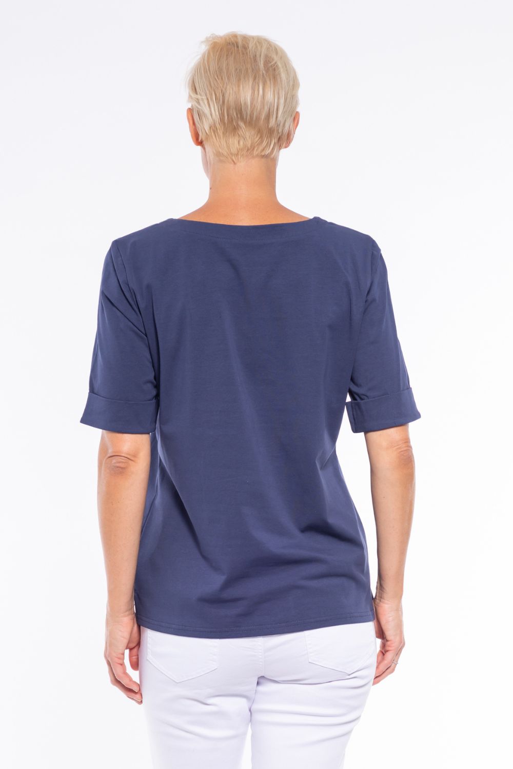 Cuffed Sleeve T-Shirt | Navy