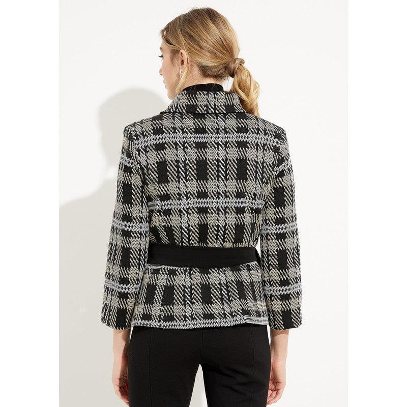 Checkered Belted jacket | Black|Multi-Joseph Ribkoff-Shop 12 Bendigo
