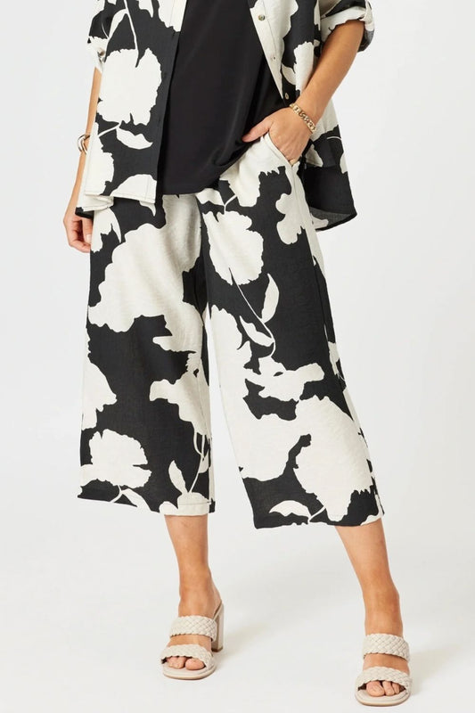 Barcelona Wide Leg Pant | Black/Natural