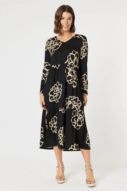 Lourve Dress | Black/Natural