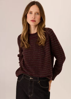 Carmel Stripe Knit | Black/Chocolate