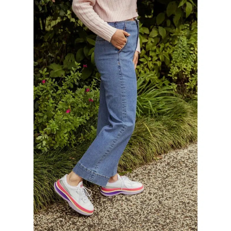 EMBO Wide Leg, High Rise Jean | Denim-New London Jeans-Shop 12 Bendigo