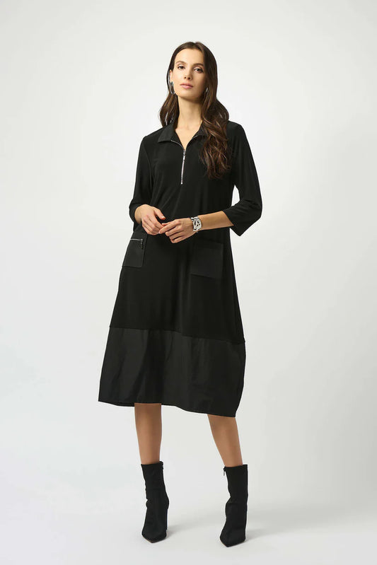 Memory Fabric Dress with Zip | Black