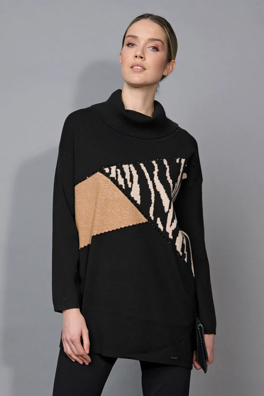 Animal Jacquard Tunic | Sand Black