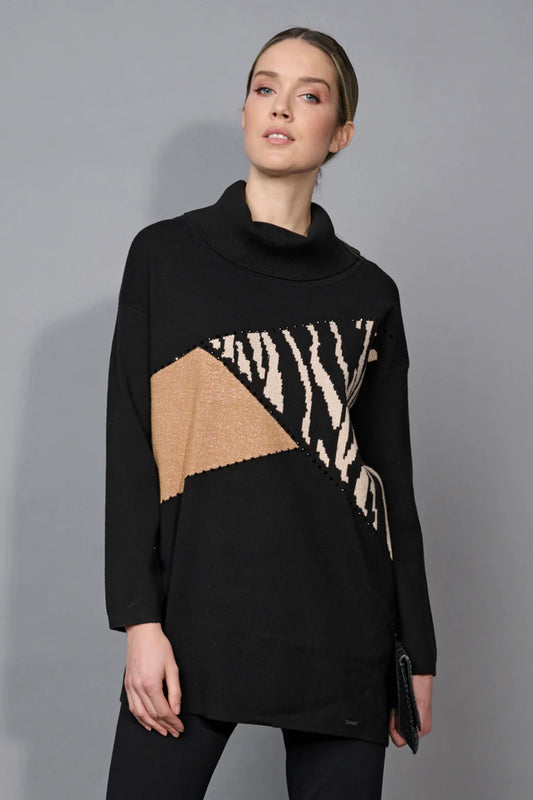 Animal Jacquard Tunic | Sand Black