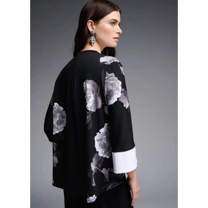 Floral Graphic Jacket | Black/White-Joseph Ribkoff-Shop 12 Bendigo