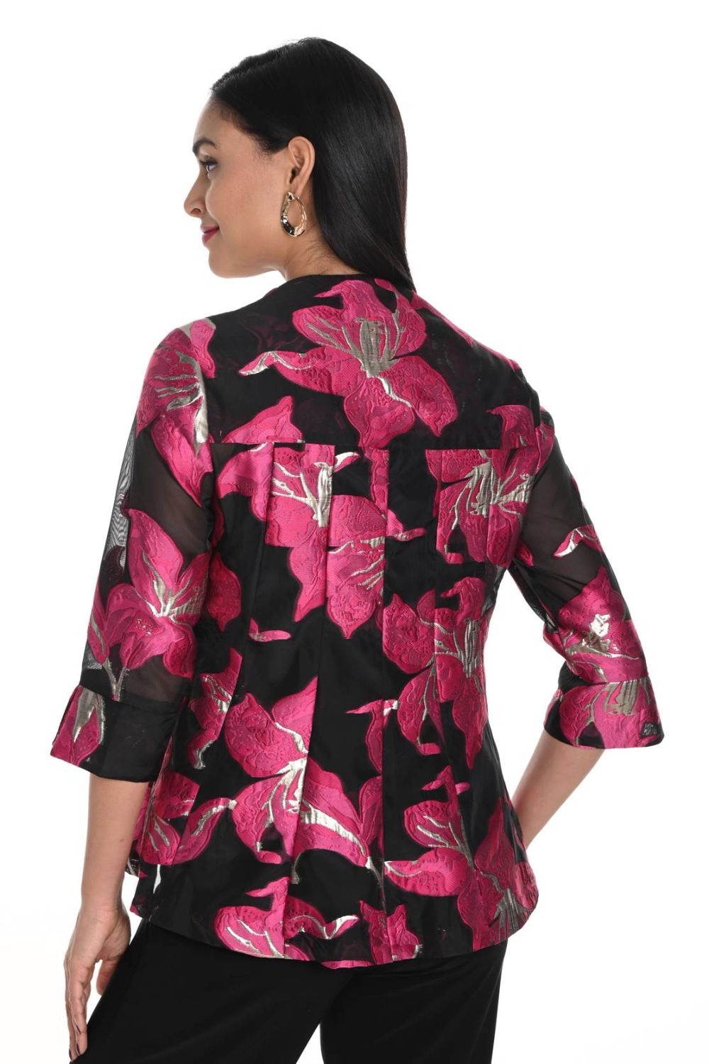 Floral Swing Jacket | Black/Fuchsia