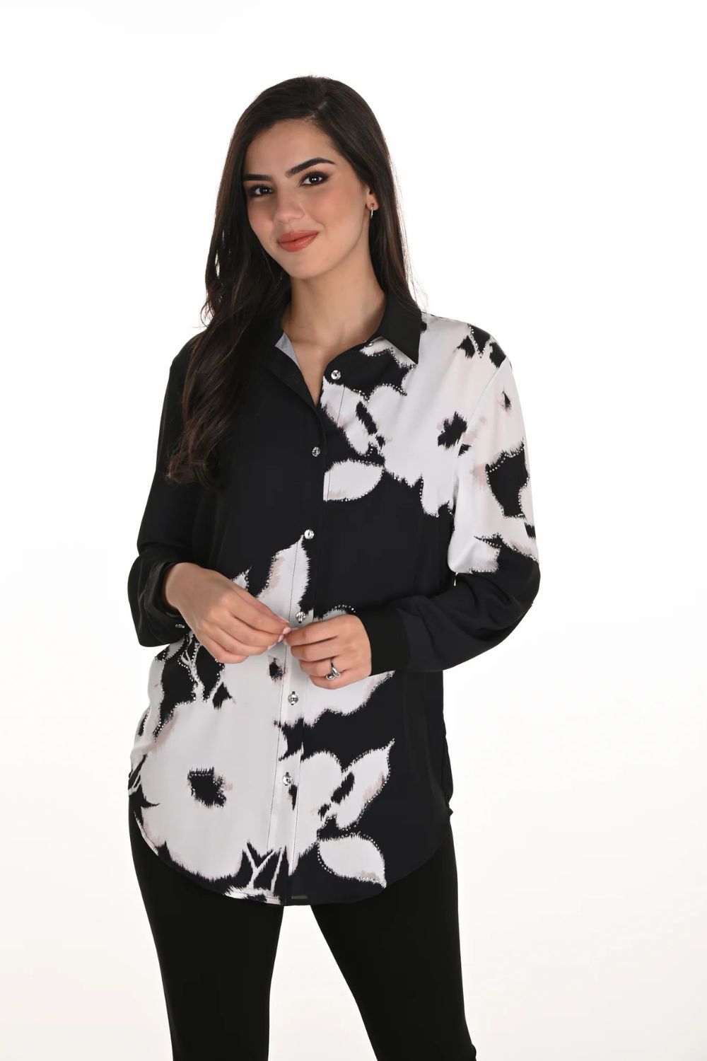 Floral Blouse | Black/Off White