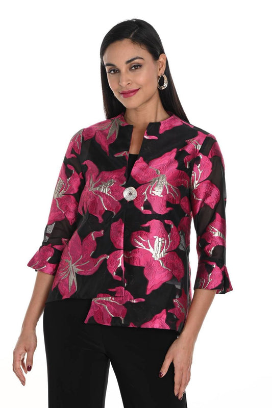 Floral Swing Jacket | Black/Fuchsia