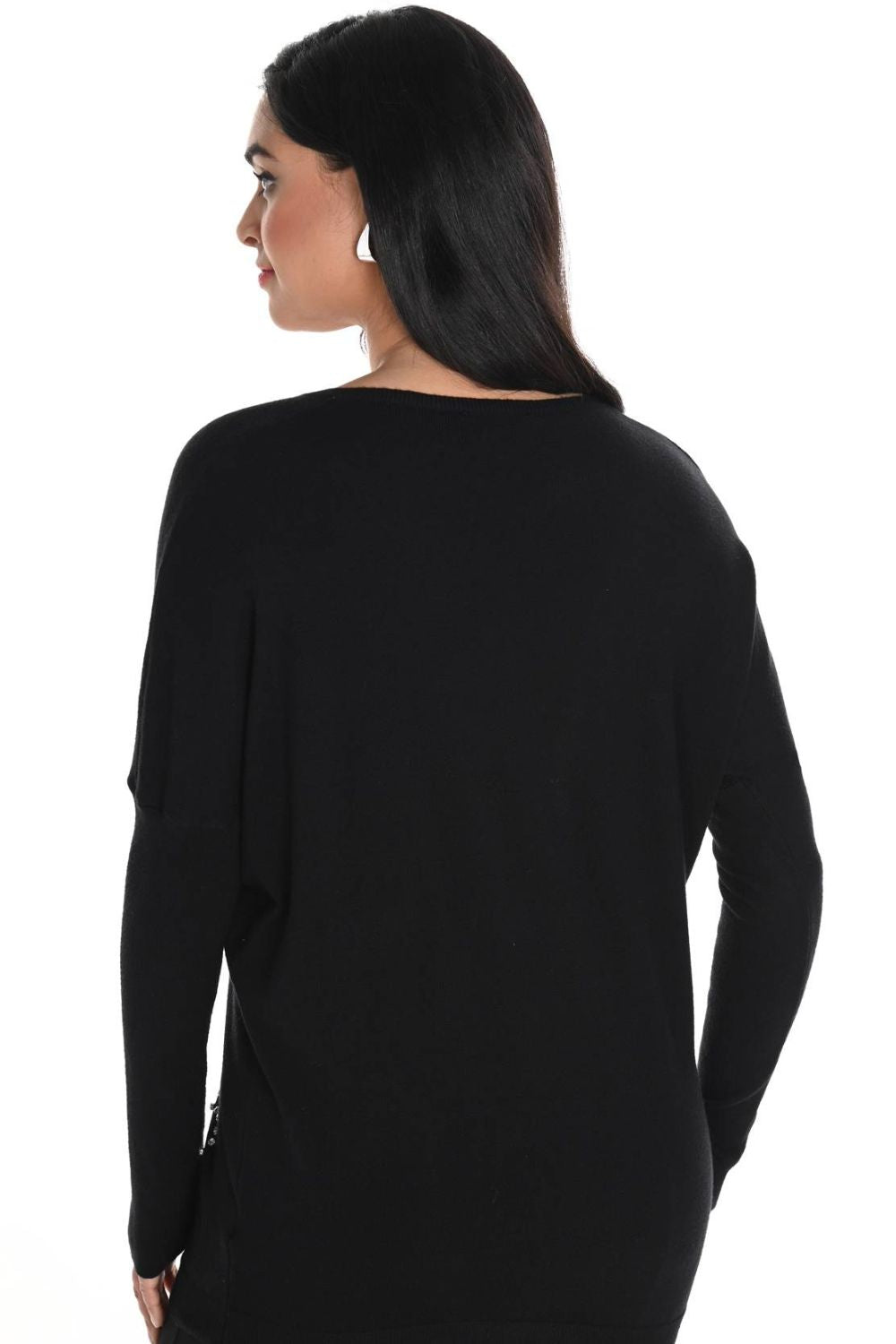 Embellished Heart Pullover | Black/Silver