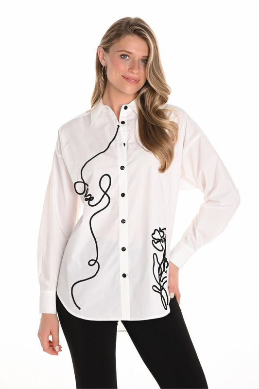Embroidered Blouse | White/Black
