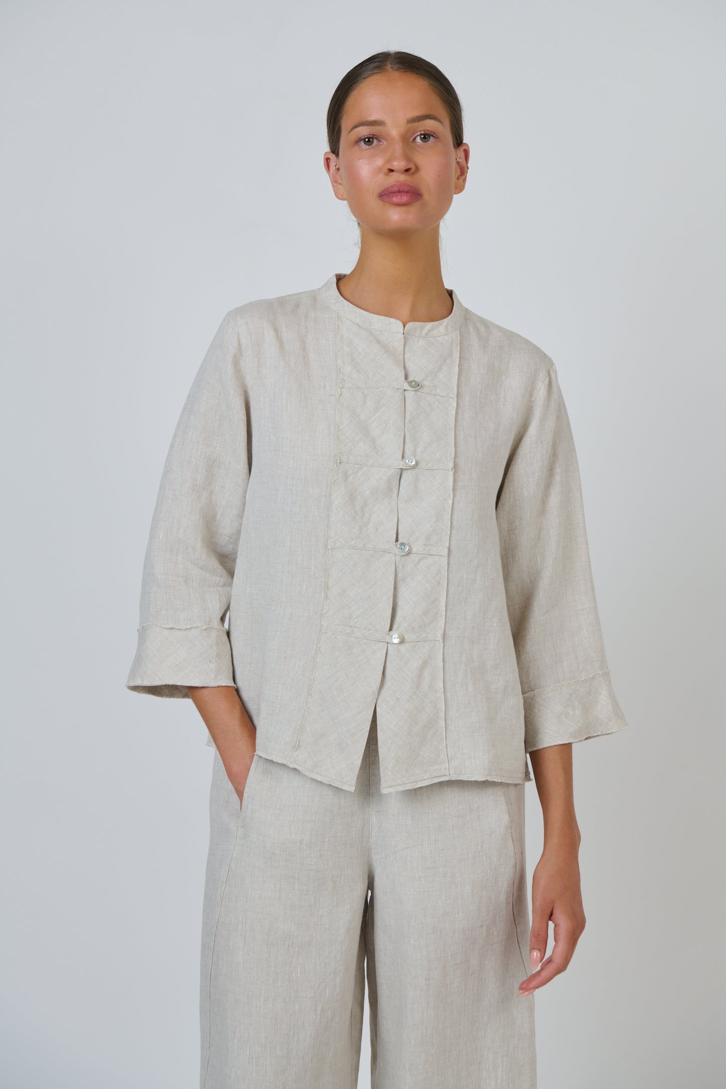 Linen Button Top | Sand