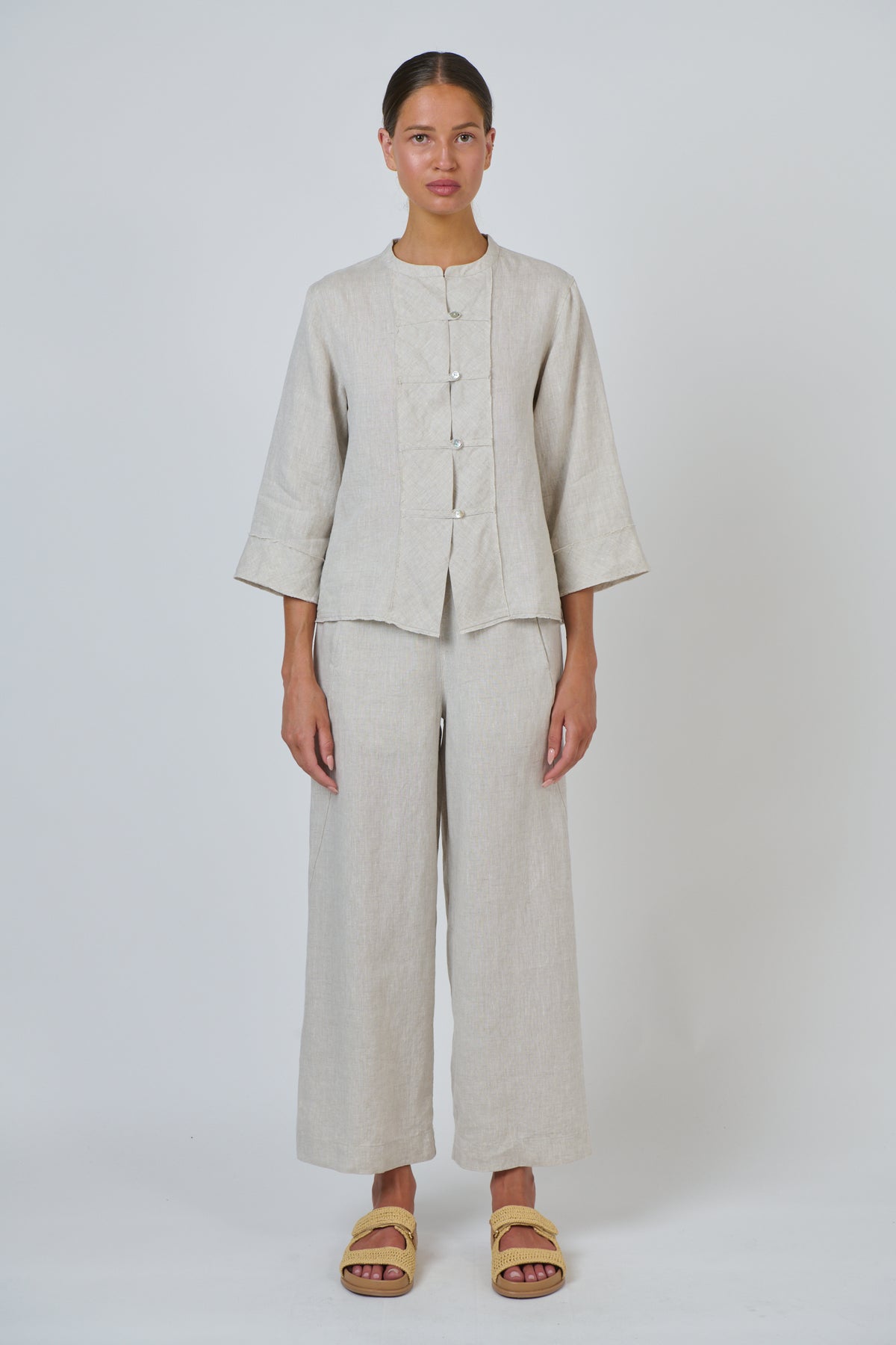 Linen Button Top | Sand