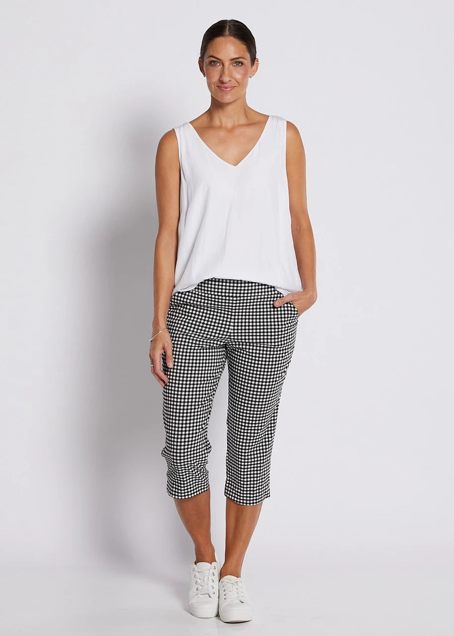 Gingham Shortie Pant  | Navy White