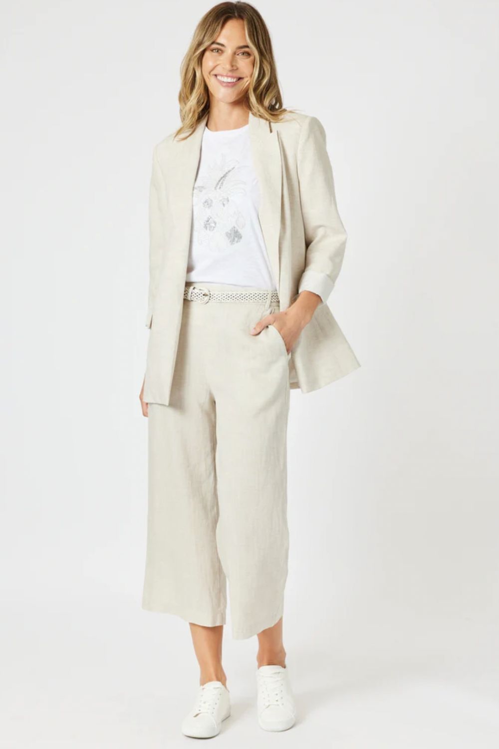 Lino Wide Leg Pant | Natural