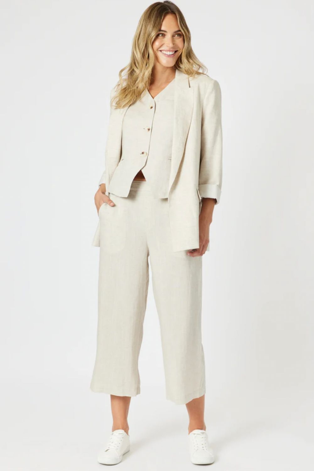 Lino Wide Leg Pant | Natural
