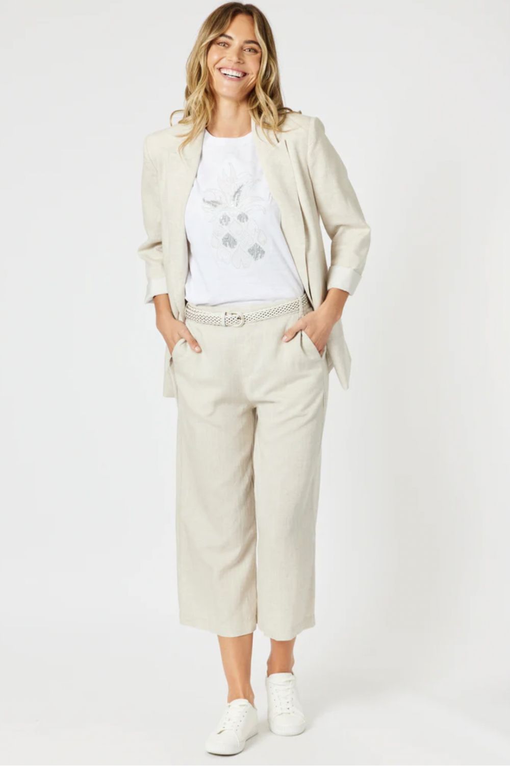 Lino Wide Leg Pant | Natural