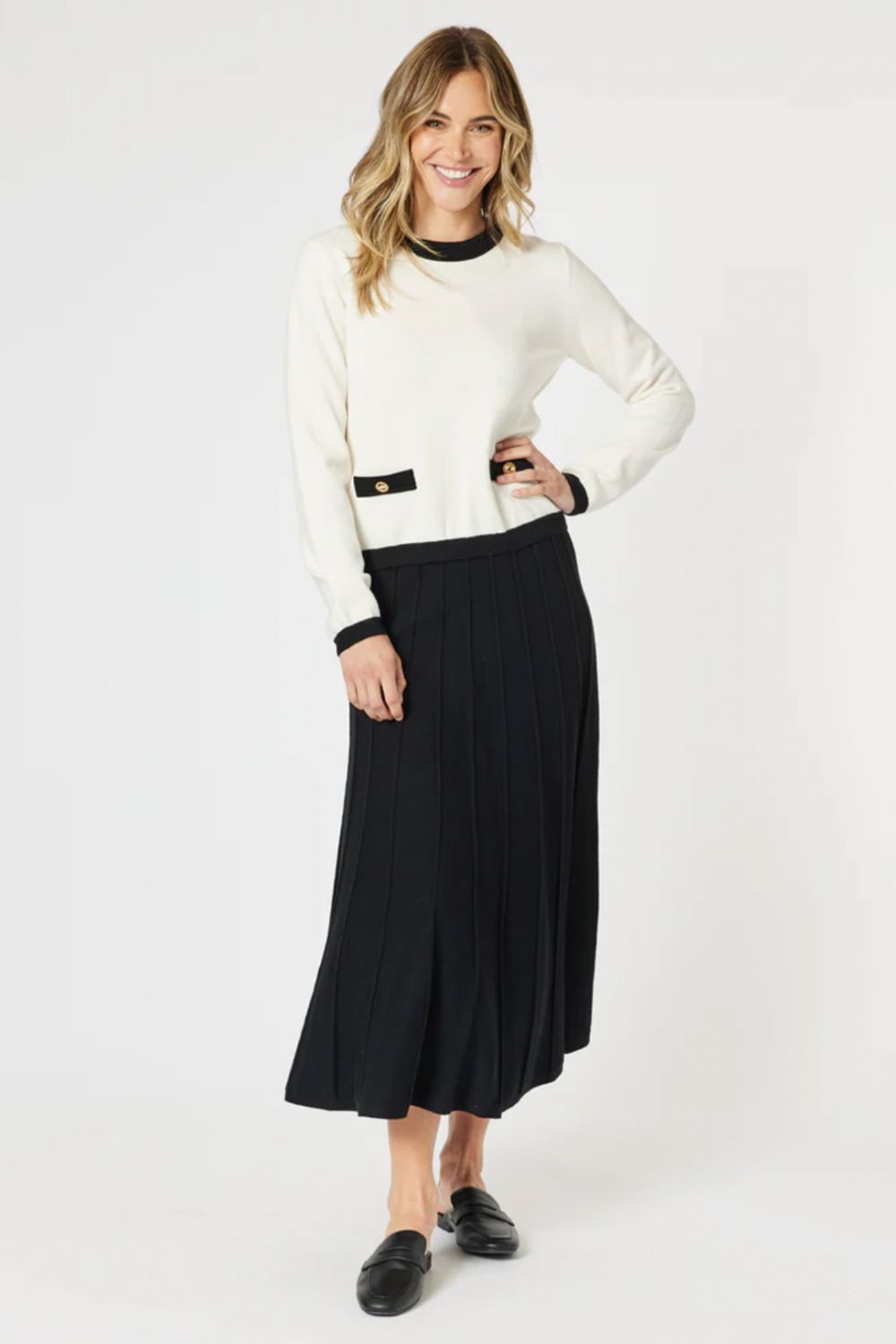 Kate Long Line Skirt | Black
