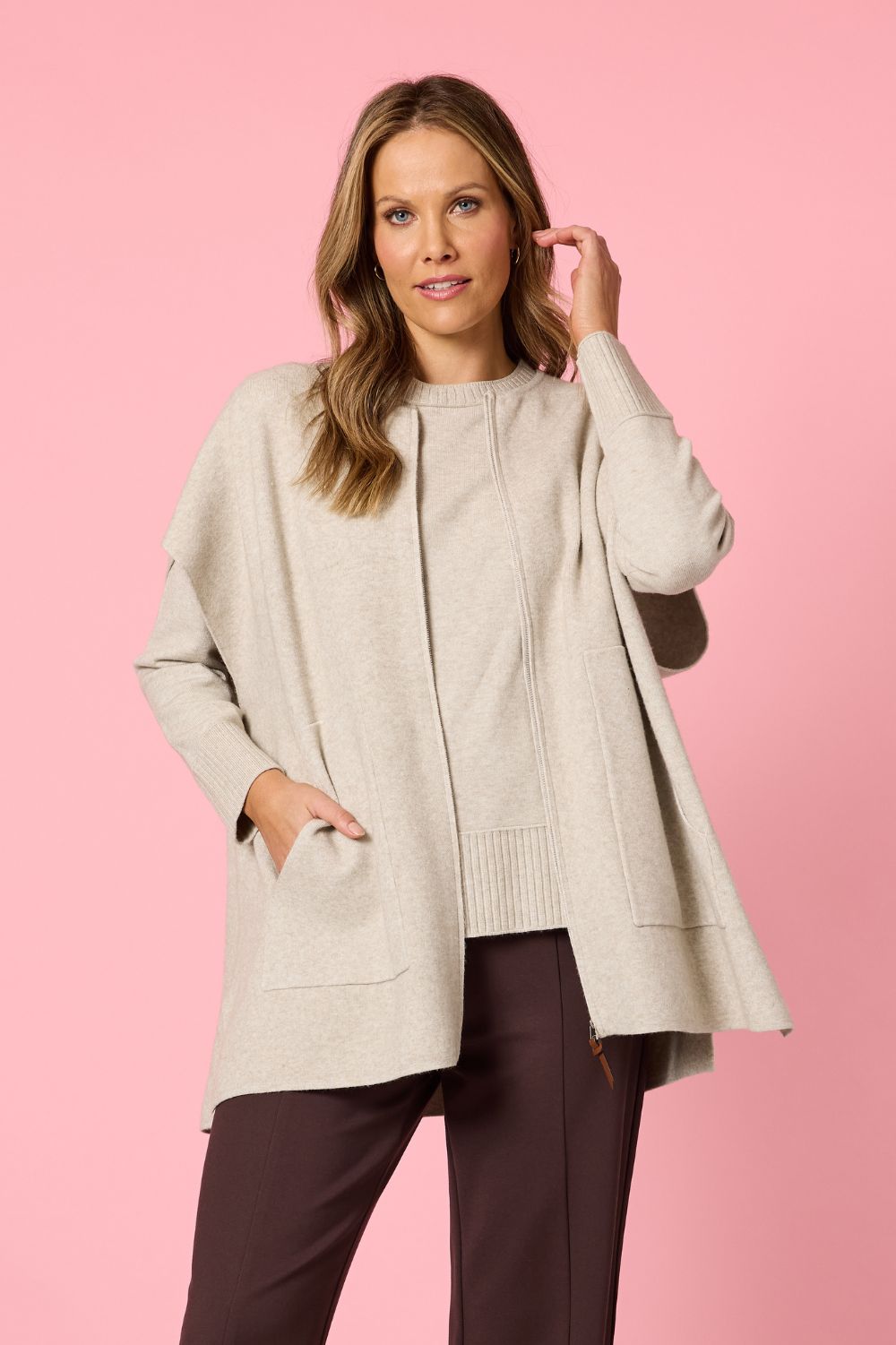 Elena Zip Cardigan | Natural